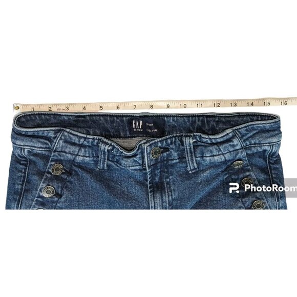 Gap '70s Flare Jeans Womens 10/30R Blue Stretch Button Pockets High Rise - Picture 6 of 9